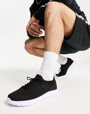 French Connection sock knit sneakers in black