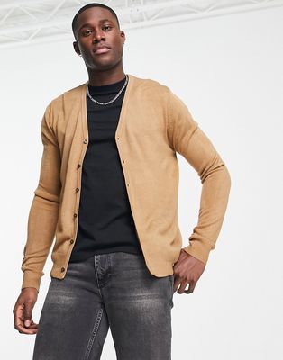 French Connection soft touch cardigan in camel-Neutral