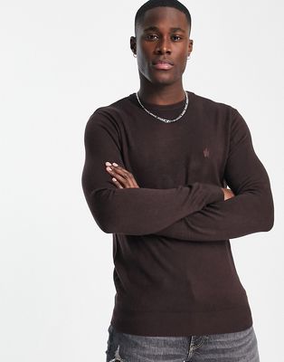 French Connection soft touch crew neck sweater in burgundy-Red