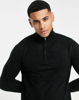French Connection soft touch half zip sweater in black