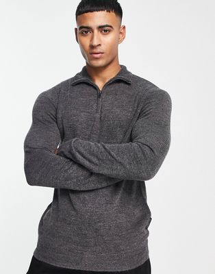 French Connection soft touch half zip sweater in gray