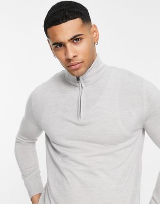 French Connection soft touch half zip sweater in light gray