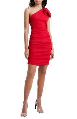 French Connection Sonya Bow One-Shoulder Cocktail Dress in Lollipop Red