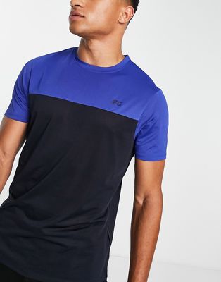 French Connection Sport color block training T-shirt in navy blue