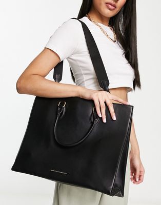 French Connection square tote bag in black