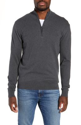 French Connection Stretch Cotton Quarter Zip Sweater in Charcoal