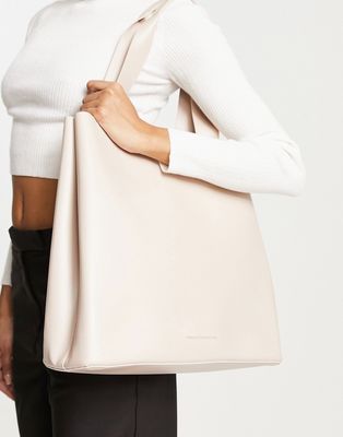 French Connection structured tote bag in stone-Neutral