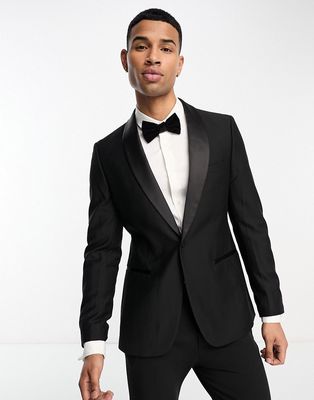 French Connection suit jacket in black with contrasting lapels