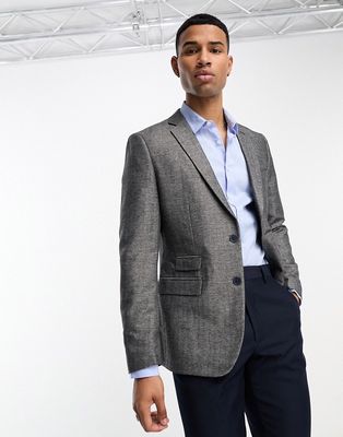 French Connection suit jacket in gray herringbone