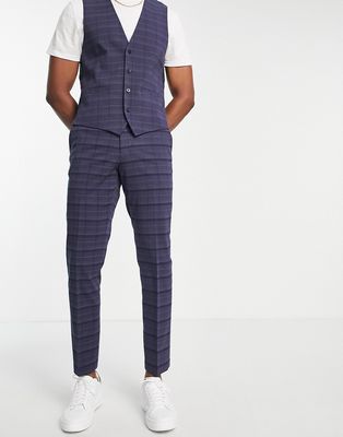 French Connection suit pants in marine check-Navy