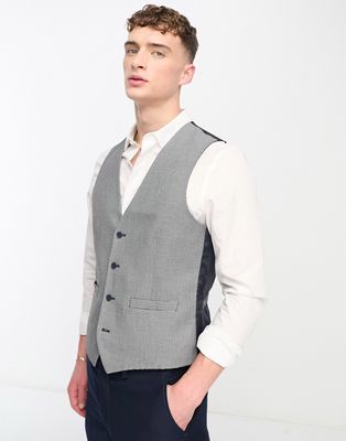 French Connection suit vest in black and gray check