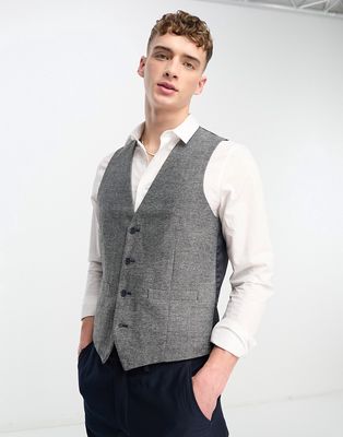 French Connection suit vest in gray herringbone