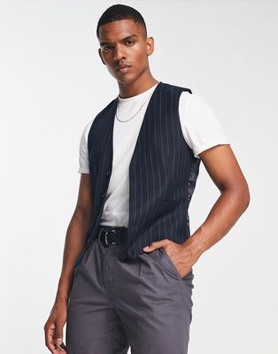 French Connection suit vest in navy stripe