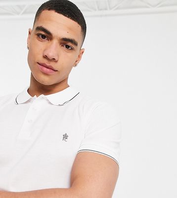 French Connection Tall single tipped pique polo in white