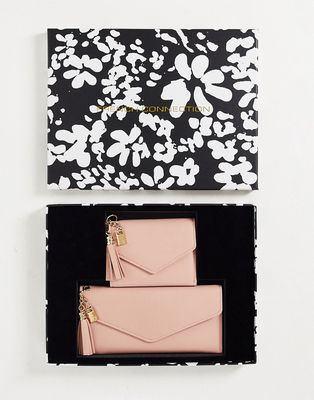 French Connection tassle wallet gift set in dusty pink