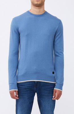 French Connection Tipped Crewneck Sweater in Steel Blue