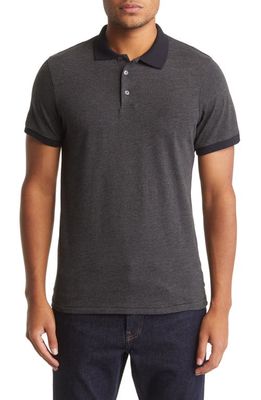 French Connection Tipped Mélange Polo in Charcoal Mel