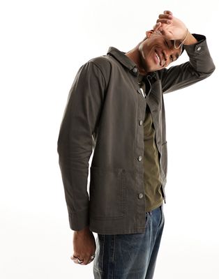 French Connection twill utility jacket in khaki-Green