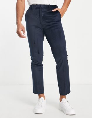 French Connection velvet suit pants in navy