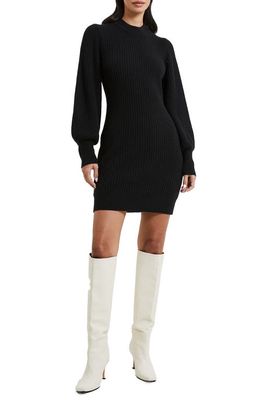 French Connection Vhari Babysoft Rib Sweater Minidress in Black