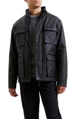 French Connection Water Repellent Faux Leather Jacket in Black