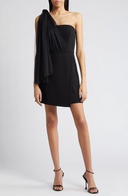 French Connection Whisper One-Shoulder Tulle Minidress in Blackout