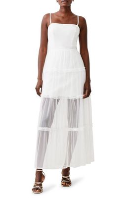 French Connection Whisper Strappy Tulle Maxi Dress in Summer White