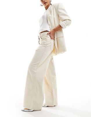 French Connection wide leg jeans in cream-White