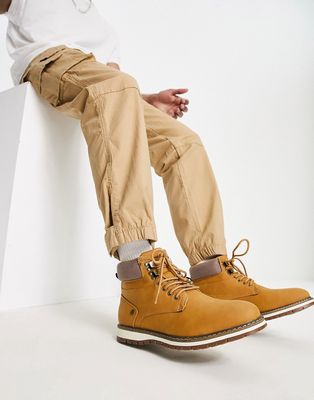 French Connection workwear outdoors boots in tan-Brown