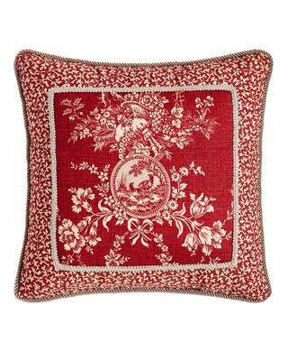 French Country Pillow w/ Toile Center, 19"Sq.