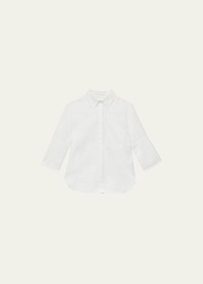 French-Cuff Linen Blouse