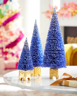 French Frosted Purple Sisal Trees, Set of 3