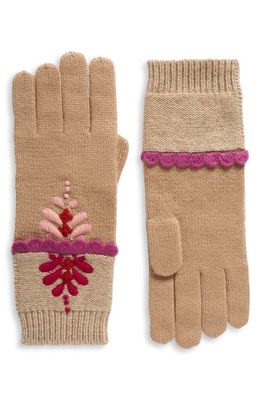FRENCH KNOT Ginger Merino Wool Gloves in Oat