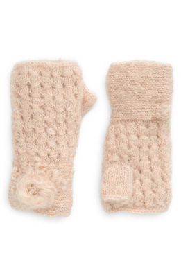 FRENCH KNOT Mae Embroidered Fingerless Mohair & Wool Gloves in Blush