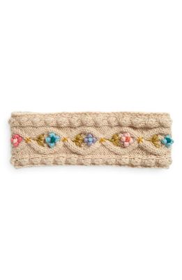 FRENCH KNOT Tilly Cable Knit Wool Head Wrap in Natural