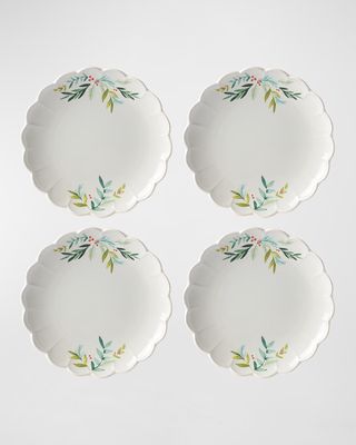 French Perle Berry Accent Holiday Plates, Set of 4