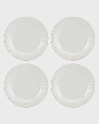 French Perle Groove Dinner Plates, Set of 4