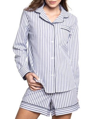 French Ticking Long-Sleeve Short Pajama Set
