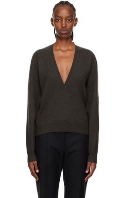 Frenckenberger SSENSE Exclusive Khaki Deep V-Neck Sweater