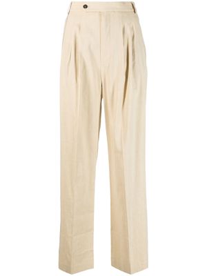 Frenken straight-leg linen-flax trousers - Neutrals