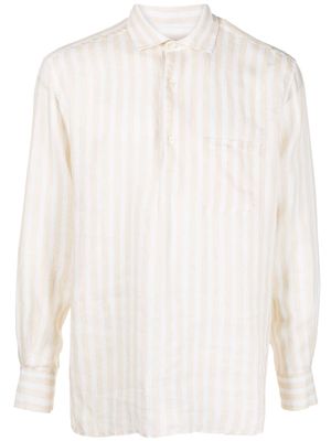 Frescobol Carioca classic-collar striped linen shirt - Neutrals