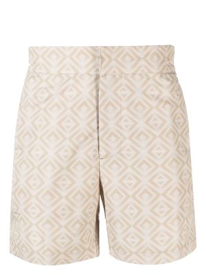 Frescobol Carioca geometric print swim shorts - Neutrals
