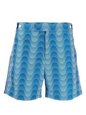 Frescobol Carioca Sombra-print tailored swim shorts - Blue