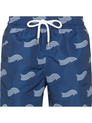 Frescobol Carioca wave-print swim shorts - Blue