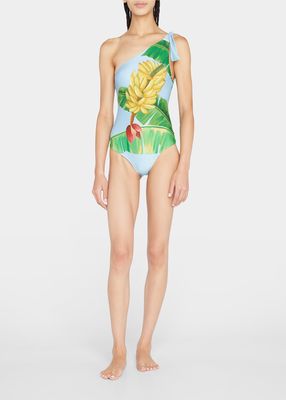 Fresh Bananas Asymmetric One-Piece Swimsuit
