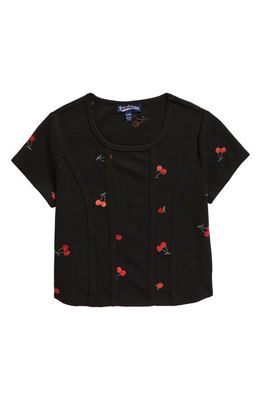 Freshman Cherry Embroidered T-Shirt in Black Cherries