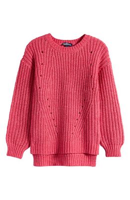 Freshman Kids' High-Low Rib Tunic Sweater in Powerful Pink