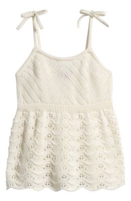 Freshman Kids' Open Stitch Peplum Tank Top in Egret 