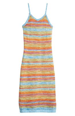 Freshman Stripe Sweater Knit Tank Dress in Blue Multi 