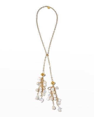 Freshwater and Keishi Pearl Lariat Necklace